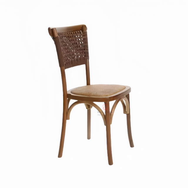 Brown solid wood frame Cafe Restaurant Hotel rattan chairs