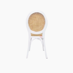 White wedding party chairs Solid wood frame rattan oval back chairs