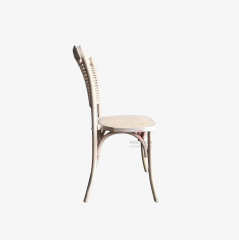 Wedding tavern restaurant party with white solid wood frame rattan woven chairs