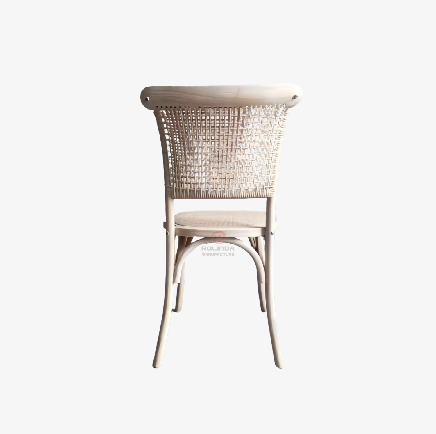 Wedding tavern restaurant party with white solid wood frame rattan woven chairs