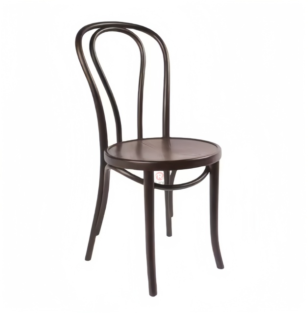 The brown Wedding Banquet dining room chairs are stackable solid wood thonet chairs