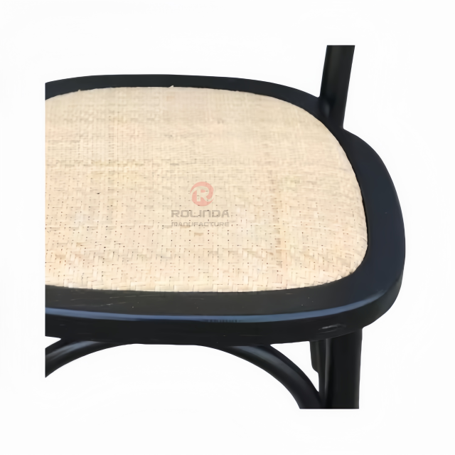 Black Wedding Restaurant Cafe Solid wood frame hand-woven oval back chairs
