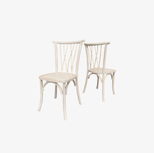 High quality Hotel Restaurant Solid Wood Chair White Bistro Cross Back Chair rattan seat