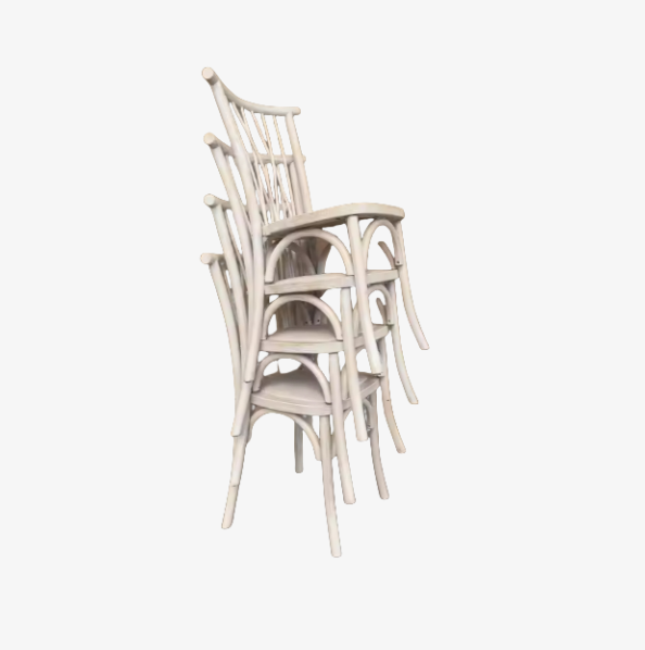 High quality Hotel Restaurant Solid Wood Chair White Bistro Cross Back Chair rattan seat