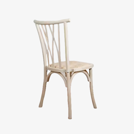 High quality Hotel Restaurant Solid Wood Chair White Bistro Cross Back Chair rattan seat