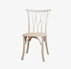 High quality Hotel Restaurant Solid Wood Chair White Bistro Cross Back Chair rattan seat