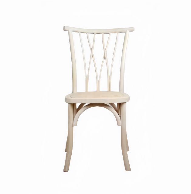 High quality Hotel Restaurant Solid Wood Chair White Bistro Cross Back Chair rattan seat