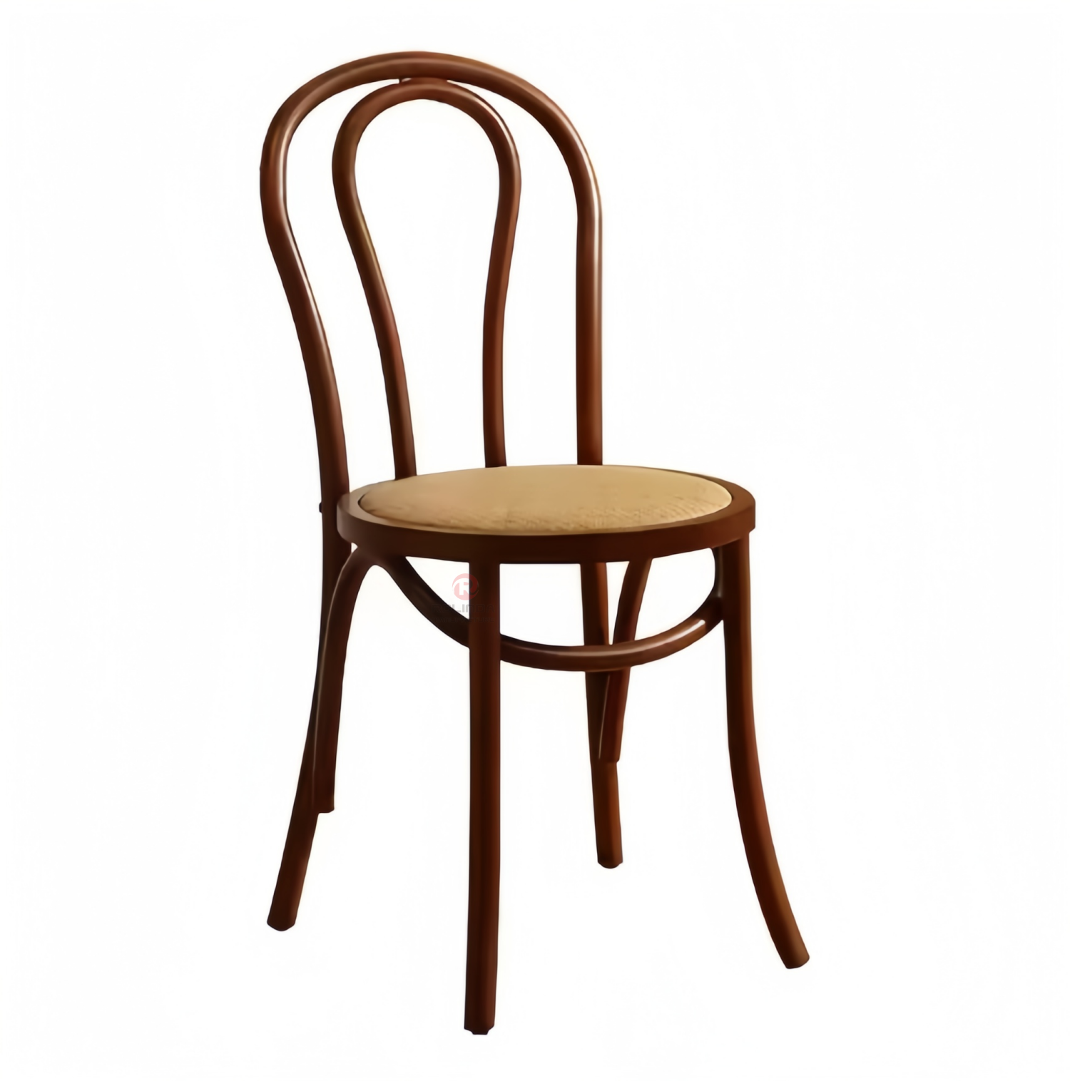 The brown Wedding Banquet dining room chairs are stackable solid wood thonet chairs