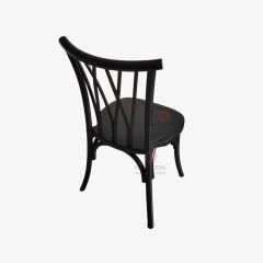 Black Hotel Restaurant Activity Chair Solid wood Bistro Cross Back Chair rattan seat