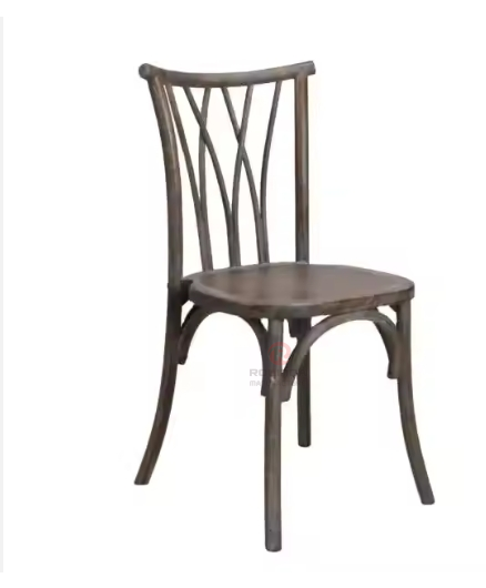 Black Hotel Restaurant Activity Chair Solid wood Bistro Cross Back Chair rattan seat