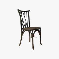 Black Hotel Restaurant Activity Chair Solid wood Bistro Cross Back Chair rattan seat