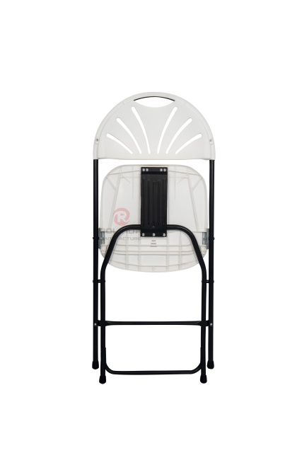 White plastic folding patio balcony living room chairs fan-backed HDPE folding chairs