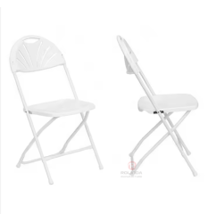 White plastic folding patio balcony living room chairs fan-backed HDPE folding chairs