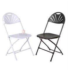 White plastic folding patio balcony living room chairs fan-backed HDPE folding chairs