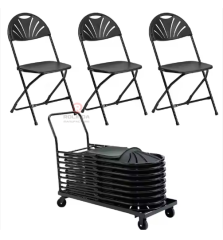 High quality Beach School Camping chairs Black fan back HDPE metal folding chairs