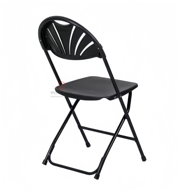 High quality Beach School Camping chairs Black fan back HDPE metal folding chairs