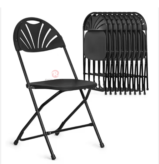 High quality Beach School Camping chairs Black fan back HDPE metal folding chairs