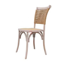 Wedding tavern restaurant party with white solid wood frame rattan woven chairs