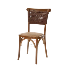 Brown solid wood frame Cafe Restaurant Hotel rattan chairs