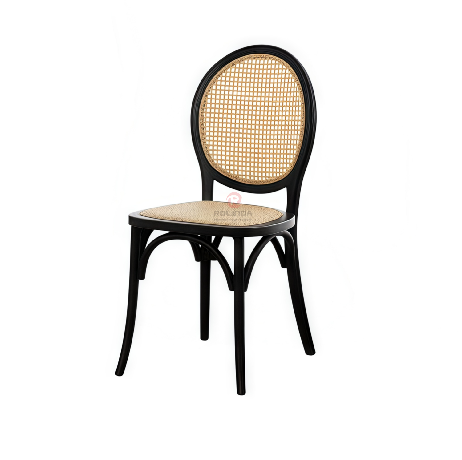 Black solid wood frame beach resort Cafe Tavern rattan chairs