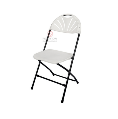 White plastic folding patio balcony living room chairs fan-backed HDPE folding chairs