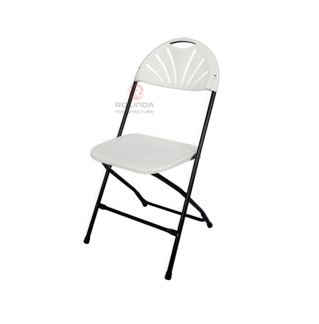 White plastic folding patio balcony living room chairs fan-backed HDPE folding chairs