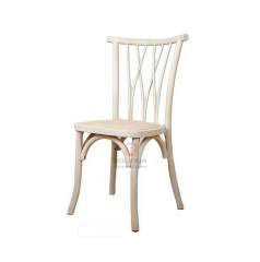 High quality Hotel Restaurant Solid Wood Chair White Bistro Cross Back Chair rattan seat