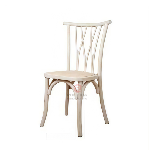 High quality Hotel Restaurant Solid Wood Chair White Bistro Cross Back Chair rattan seat