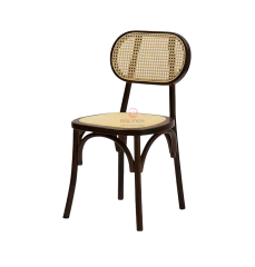 Black Wedding Restaurant Cafe Solid wood frame hand-woven oval back chairs