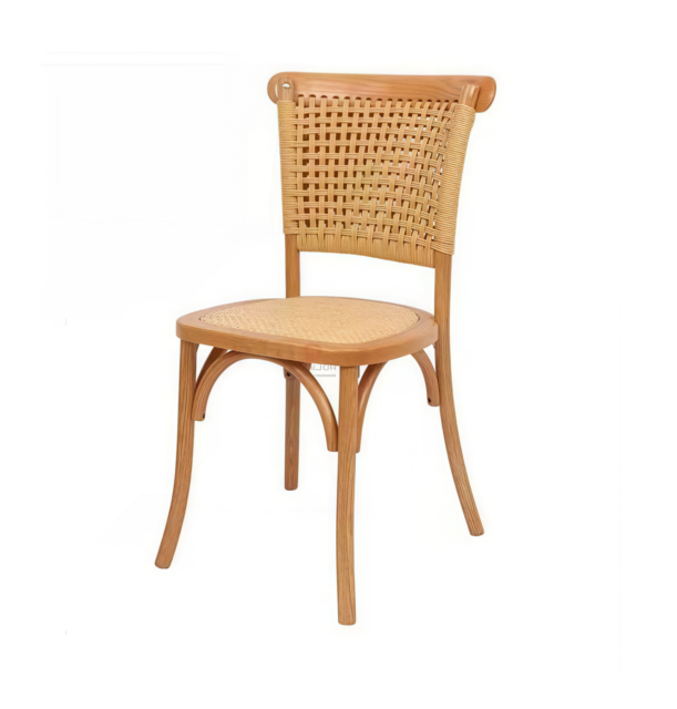 Original wood color Hotel Cafe Tavern Restaurant Solid wood frame hand-woven chairs