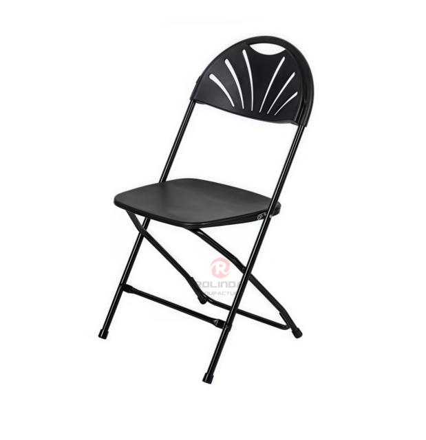 High quality Beach School Camping chairs Black fan back HDPE metal folding chairs