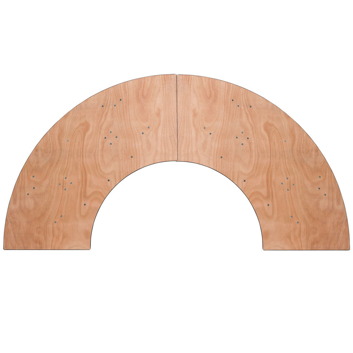 Indoor events, wedding reception space, flexible scalloped table S-shaped plywood table