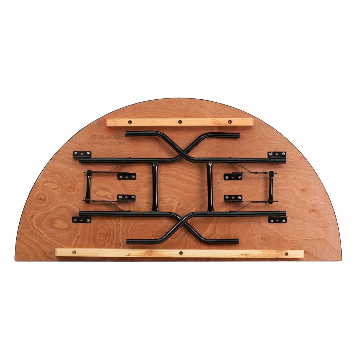Original wood color wedding banquet living room foldable semi-round plywood metal table