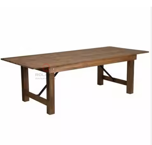Dark foldable wedding party outdoor rectangular solid wood farm table