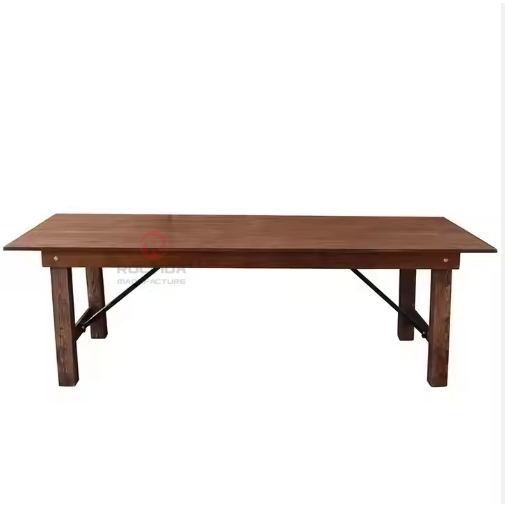 Dark foldable wedding party outdoor rectangular solid wood farm table