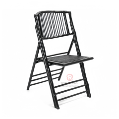 Black wedding party Natural rattan backrest chair Bamboo folding chair