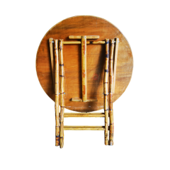 Wood colored party outdoor camping table round bamboo folding table
