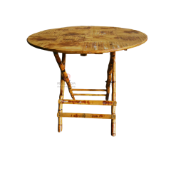 Wood colored party outdoor camping table round bamboo folding table