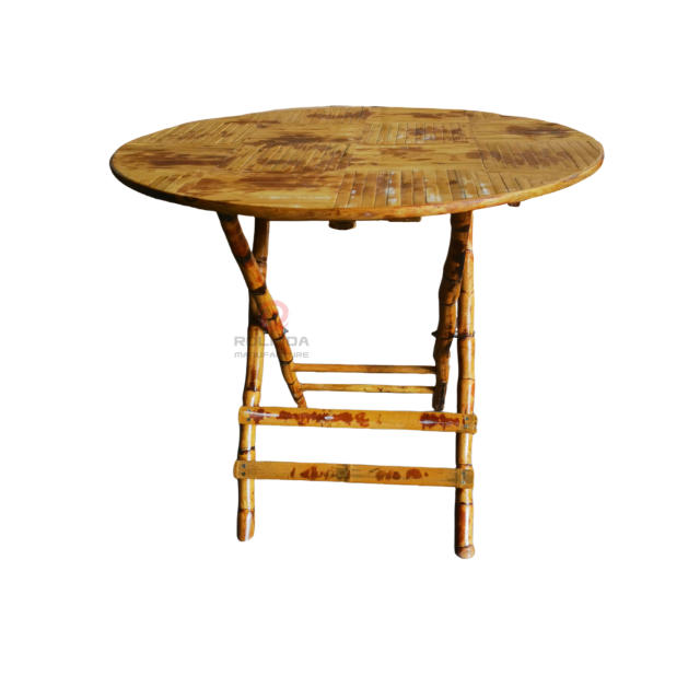 Wood colored party outdoor camping table round bamboo folding table