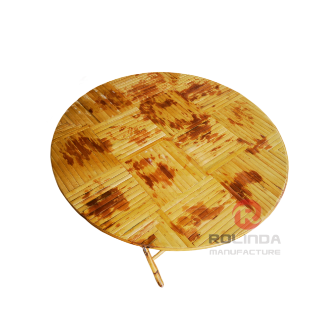 Wood colored party outdoor camping table round bamboo folding table