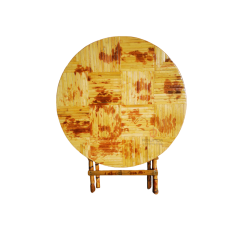 Wood colored party outdoor camping table round bamboo folding table