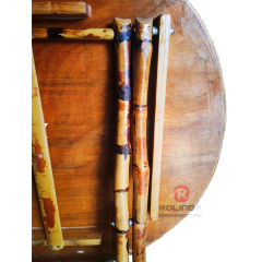 Wood colored party outdoor camping table round bamboo folding table