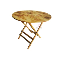 Wood colored party outdoor camping table round bamboo folding table