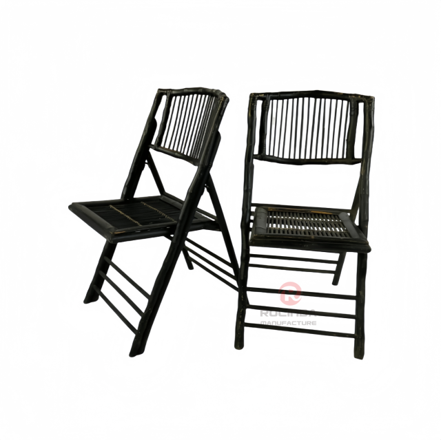 Black wedding party Natural rattan backrest chair Bamboo folding chair