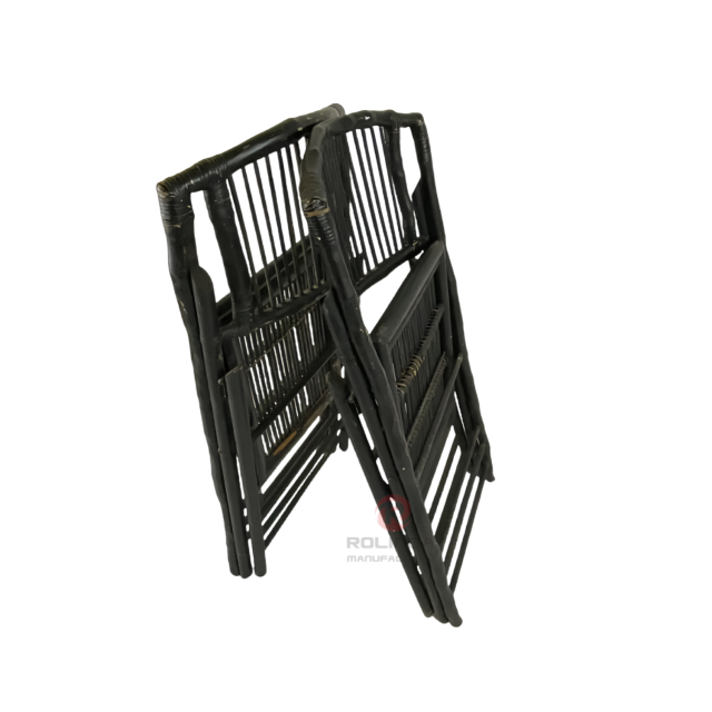 Black wedding party Natural rattan backrest chair Bamboo folding chair