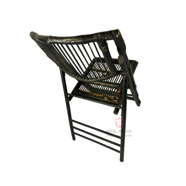 Black wedding party Natural rattan backrest chair Bamboo folding chair