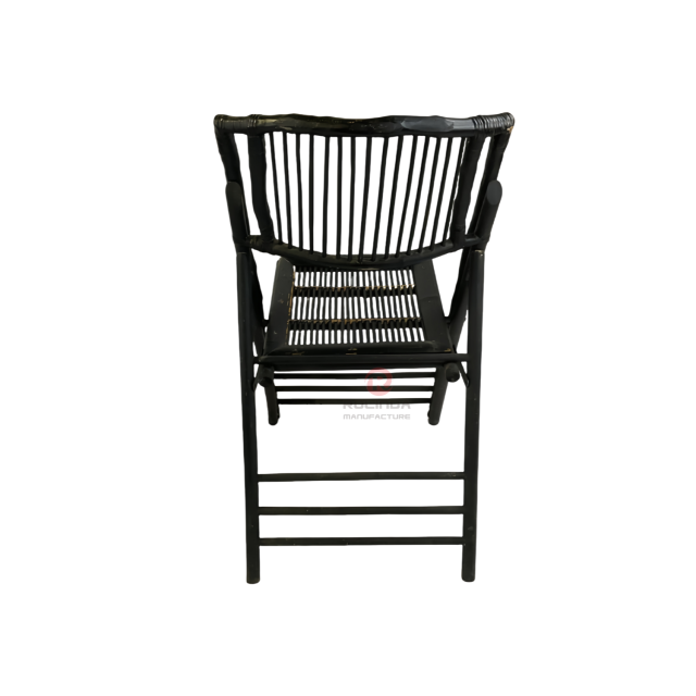 Black wedding party Natural rattan backrest chair Bamboo folding chair