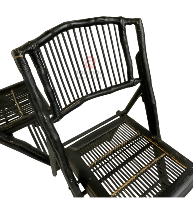 Black wedding party Natural rattan backrest chair Bamboo folding chair