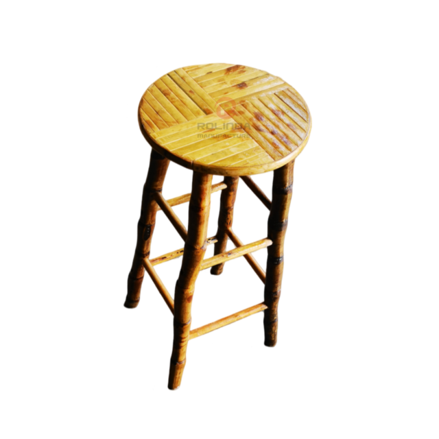 Original wood color simple dining room balcony living room stool bamboo folding round stool