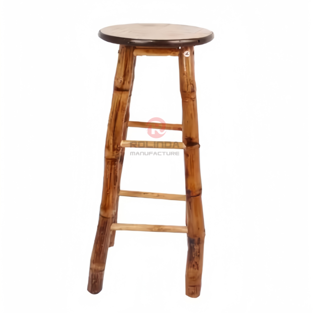 Original wood color simple dining room balcony living room stool bamboo folding round stool